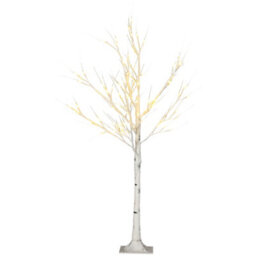Homcom 4Ft Artificial White Birch Tree Light W/ 72 Warm White Pre-Lit Led Light - thumbnail 2