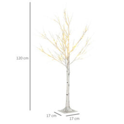 Homcom 4Ft Artificial White Birch Tree Light W/ 72 Warm White Pre-Lit Led Light - thumbnail 3