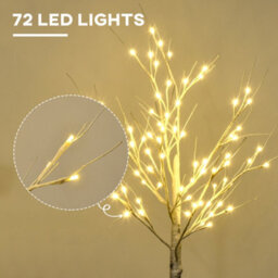 Homcom 4Ft Artificial White Birch Tree Light W/ 72 Warm White Pre-Lit Led Light - thumbnail 4