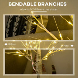 Homcom 4Ft Artificial White Birch Tree Light W/ 72 Warm White Pre-Lit Led Light - thumbnail 6