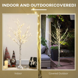 Homcom 4Ft Artificial White Birch Tree Light W/ 72 Warm White Pre-Lit Led Light - thumbnail 7