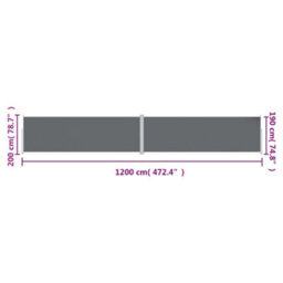 Walplus Retractable Side Awning Garden Sun Shade Canopy Gazebo For Back Door, Porch, Patio Anthracite 200X1200 Cm - thumbnail 8