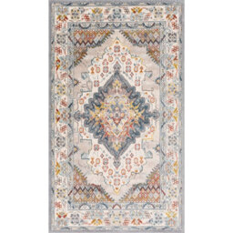 Livabliss Ankara-Vintage Grey Taupe Blue Traditional Boho Living Dining Bedroom Rug 80 X 150 Cm Easy Care, Non Shedding - thumbnail 1