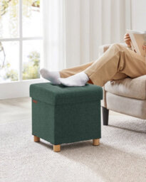 LEDREM Storage Ottoman, Foldable Small Ottoman Foot Rest, 38 X 38 Cm Foot Stool, Ottoman With Storage, Retro Green - thumbnail 6