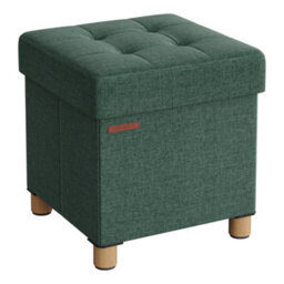 LEDREM Storage Ottoman, Foldable Small Ottoman Foot Rest, 38 X 38 Cm Foot Stool, Ottoman With Storage, Retro Green - thumbnail 2