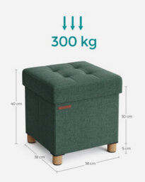 LEDREM Storage Ottoman, Foldable Small Ottoman Foot Rest, 38 X 38 Cm Foot Stool, Ottoman With Storage, Retro Green - thumbnail 7