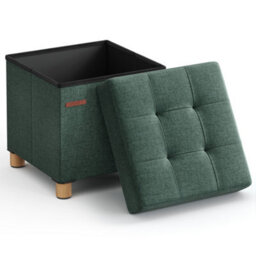LEDREM Storage Ottoman, Foldable Small Ottoman Foot Rest, 38 X 38 Cm Foot Stool, Ottoman With Storage, Retro Green - thumbnail 3