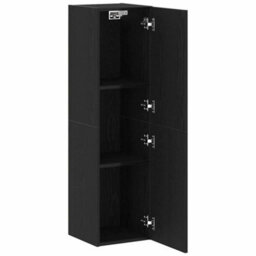 Berkfield Modern Tv Cabinet In Black Oak, Size 30.5 X 30 X 110 Cm, Made From Engineered Wood - thumbnail 1