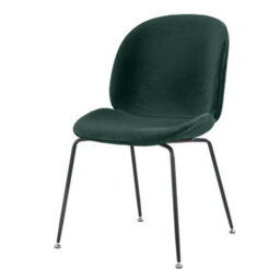 Fusion Living Luxurious Dark Green Velvet Dining Chair With Black Metal Legs