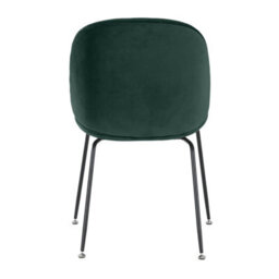 Fusion Living Luxurious Dark Green Velvet Dining Chair With Black Metal Legs - thumbnail 3