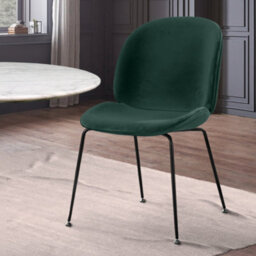 Fusion Living Luxurious Dark Green Velvet Dining Chair With Black Metal Legs - thumbnail 2