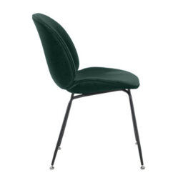 Fusion Living Luxurious Dark Green Velvet Dining Chair With Black Metal Legs - thumbnail 4