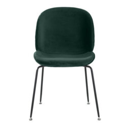 Fusion Living Luxurious Dark Green Velvet Dining Chair With Black Metal Legs - thumbnail 6