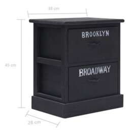 Berkfield Nightstand Black 38X28X45 Cm Paulownia Wood - thumbnail 6