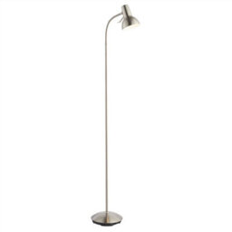 Luminosa Lighting Luminosa Amalfi Led 1 Light Floor Lamp Satin Nickel, Gloss White Paint, Gu10