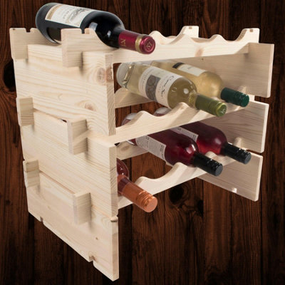 Woodeedoo Freestanding 3 Tier Wooden Wine Rack Table Top Holder For 12 Bottles Pine Kitchen Countertop Storage 50 X 32 X 53 Cm - image 1