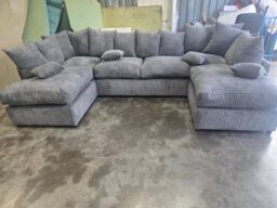 London Cinema U Shape Sofa , Corner Sofa ,grey Jumbo Cord Fabric ,fluffy Fibre Seats - thumbnail 2