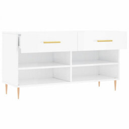 Walplus Shoe Bench High Gloss White 102X35X55 Cm Engineered Wood - thumbnail 5