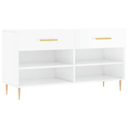 Walplus Shoe Bench High Gloss White 102X35X55 Cm Engineered Wood - thumbnail 2