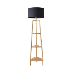 Valuelights Hiru Natural 3 Tier Shelf Floor Lamp With Charcoal Drum Shade - thumbnail 7