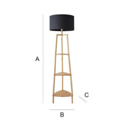 Valuelights Hiru Natural 3 Tier Shelf Floor Lamp With Charcoal Drum Shade - thumbnail 9
