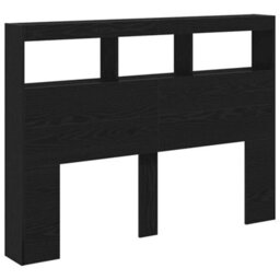 Walplus Headboard Cabinet With Led Black Oak 140X17X102 Cm - thumbnail 6