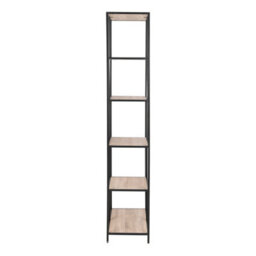 Wyld Haus El Paso Tall Black Metal And Sonoma Oak Bookcase 5 Shelves - thumbnail 4