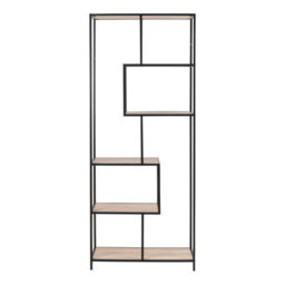 Wyld Haus El Paso Tall Black Metal And Sonoma Oak Bookcase 5 Shelves - thumbnail 3