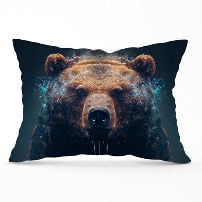 Warren Reed Designer Brown Bear Face Splashart Cushions 33Cm X 48Cm