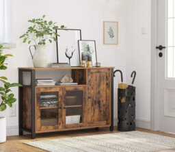 Songmics Storage Cabinet, Sideboard, Buffet Table With 3 Doors, For Dining Room, Living Room, Kitchen, 110 X 33 X 75 Cm, Industrial - thumbnail 1