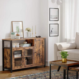 Songmics Storage Cabinet, Sideboard, Buffet Table With 3 Doors, For Dining Room, Living Room, Kitchen, 110 X 33 X 75 Cm, Industrial - thumbnail 2