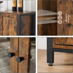 Songmics Storage Cabinet, Sideboard, Buffet Table With 3 Doors, For Dining Room, Living Room, Kitchen, 110 X 33 X 75 Cm, Industrial - thumbnail 5