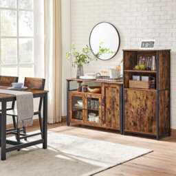 Songmics Storage Cabinet, Sideboard, Buffet Table With 3 Doors, For Dining Room, Living Room, Kitchen, 110 X 33 X 75 Cm, Industrial - thumbnail 3
