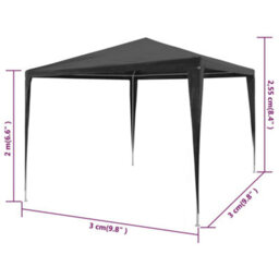 Walplus Party Tent Garden Gazebo Canopy 3X3 M Pe Anthracite - thumbnail 6