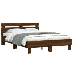 Berkfield Bed Frame With Led Without Mattress Brown Oak 120X200 Cm - thumbnail 3