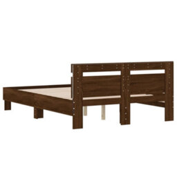Berkfield Bed Frame With Led Without Mattress Brown Oak 120X200 Cm - thumbnail 9