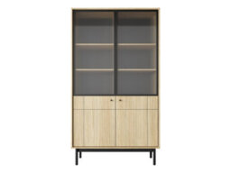 Arte  Stylish Japandi Tall Display Cabinet H1850mm W1040mm D390mm In Oak Linea - Natural Elegance - thumbnail 2