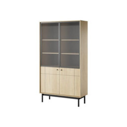 Arte  Stylish Japandi Tall Display Cabinet H1850mm W1040mm D390mm In Oak Linea - Natural Elegance