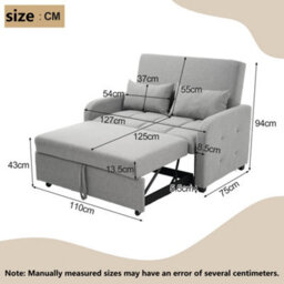 Abrihome Multifunctional Folding Sofa Bed - 180X127Cm Daybed With Adjustable Backrest, Space-Saving For Small Apartments, Dark Grey - thumbnail 4