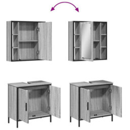 Walplus 2 Piece Bathroom Furniture Set Grey Sonoma Engineered Wood - thumbnail 9