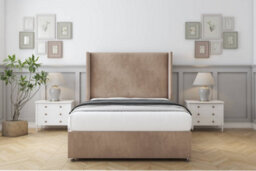 "Sloomy Devonshire Mink Naples Divan Bed Base No Drawers With 54"" Wingback Headboard 4'6 Double" - thumbnail 2