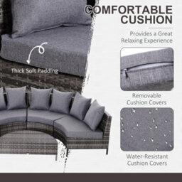 Outsunny 5Pcs Garden Rattan Wicker Sofa Outdoor Patio Furniture Set W/ Pillow - thumbnail 5