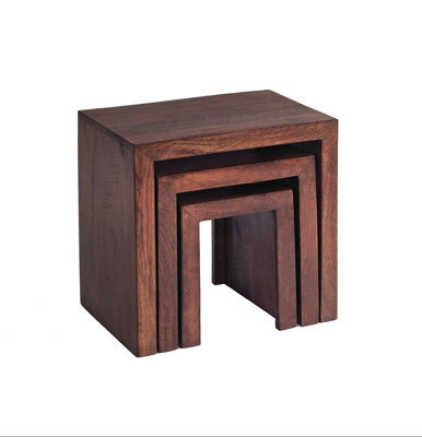 Buttercup Farm Toko Dark Mango Nest Of 3 Tables - Solid Mango Wood - L30 X W46 X H46 Cm - image 1