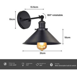 Vintage Wall Lamp Retro Industrial Rustic Sconce Wall Light Lamp Fitting Fixture - thumbnail 2