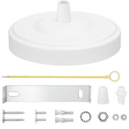 White Ceiling Rose Light Fitting 108mm Round Canopy Plate With Accessories For Vintage Pendant Lights Chandeliers And Hanging Lamp - thumbnail 3