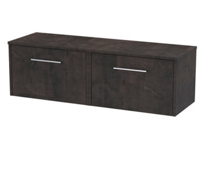 Hudson Reed Juno Wall Hung 2 Soft Close Drawer Vanity Unit With Colour Match Worktop In Metallic Slate Finish, 1205mm - image 1