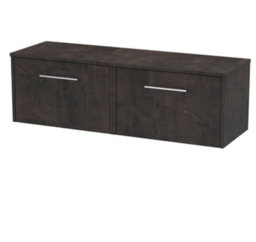 Hudson Reed Juno Wall Hung 2 Soft Close Drawer Vanity Unit With Colour Match Worktop In Metallic Slate Finish, 1205mm - thumbnail 2