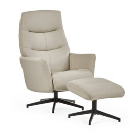 Oakham Priya Grey Faux Pu Leather Recliner Chair And Stool