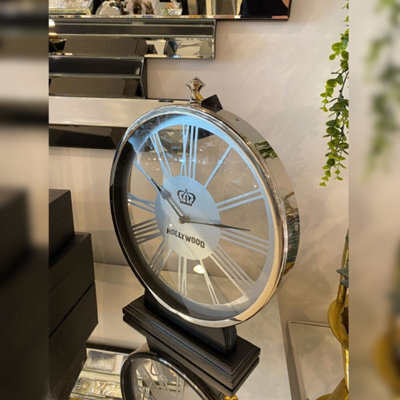 Home Luxe Interiors Hollywood Round Mantle Clock Roman Numerals - image 1