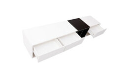 Abrihome Modern High-Gloss Tv Cabinet - White & Black Color-Blocking Design With Multi-Storage - thumbnail 9